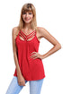 Sexy Red Spaghetti Strap Tank Top with Caged Neckline